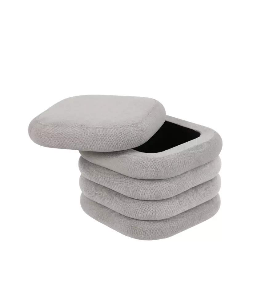 Pouf contenitore ad anelli Bellahome grigio chiaro 44x44x40 cm
