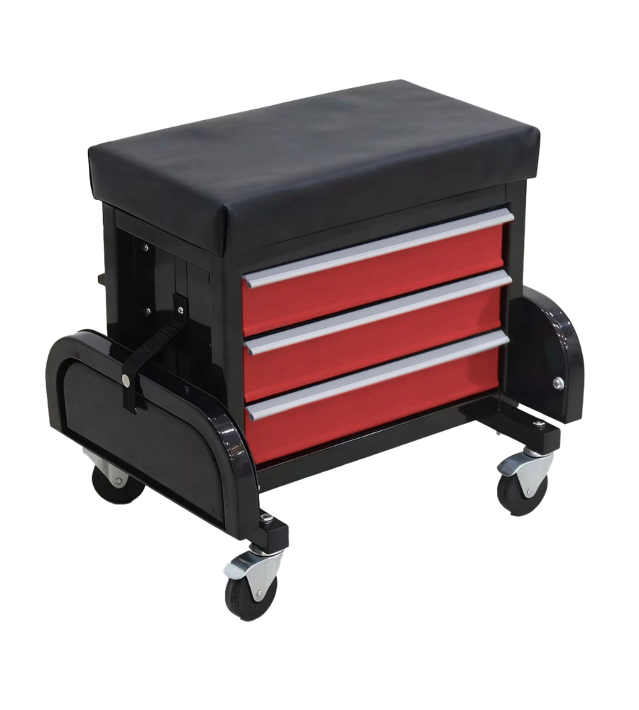 Sgabello da officina con cassetti portautensili Essenza 67,3x35,9x34,9 cm