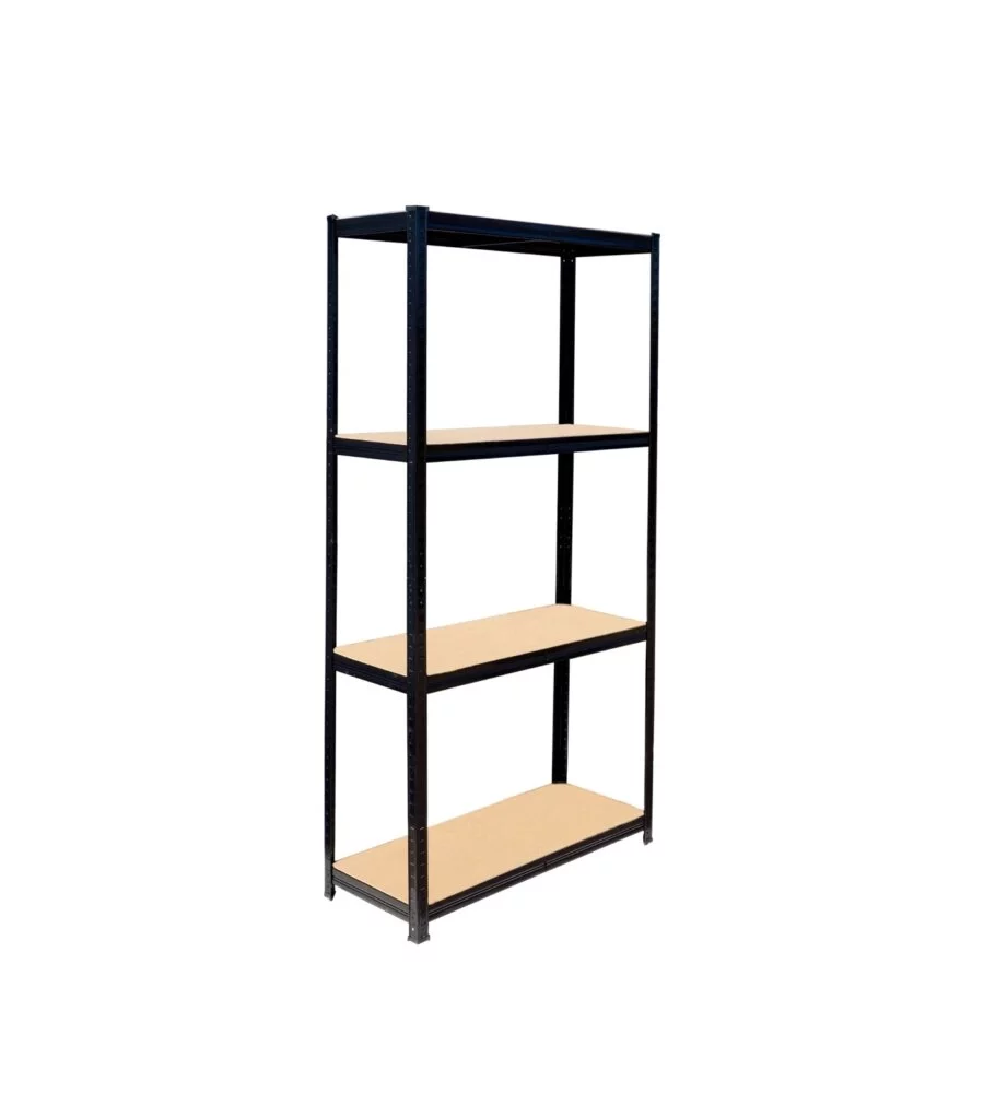 Scaffale 4 ripiani in metallo Essenza nero portata 600 kg 80x40x162 cm