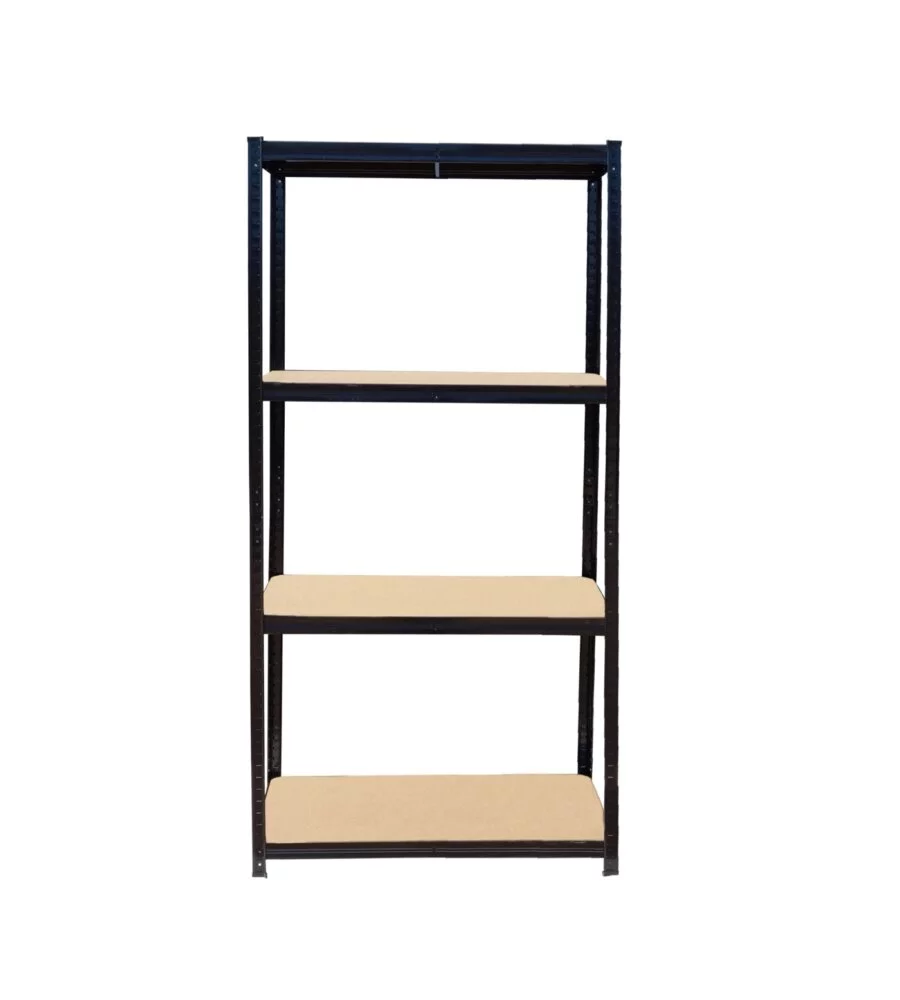 Scaffale 4 ripiani in metallo Essenza nero portata 600 kg 80x40x162 cm
