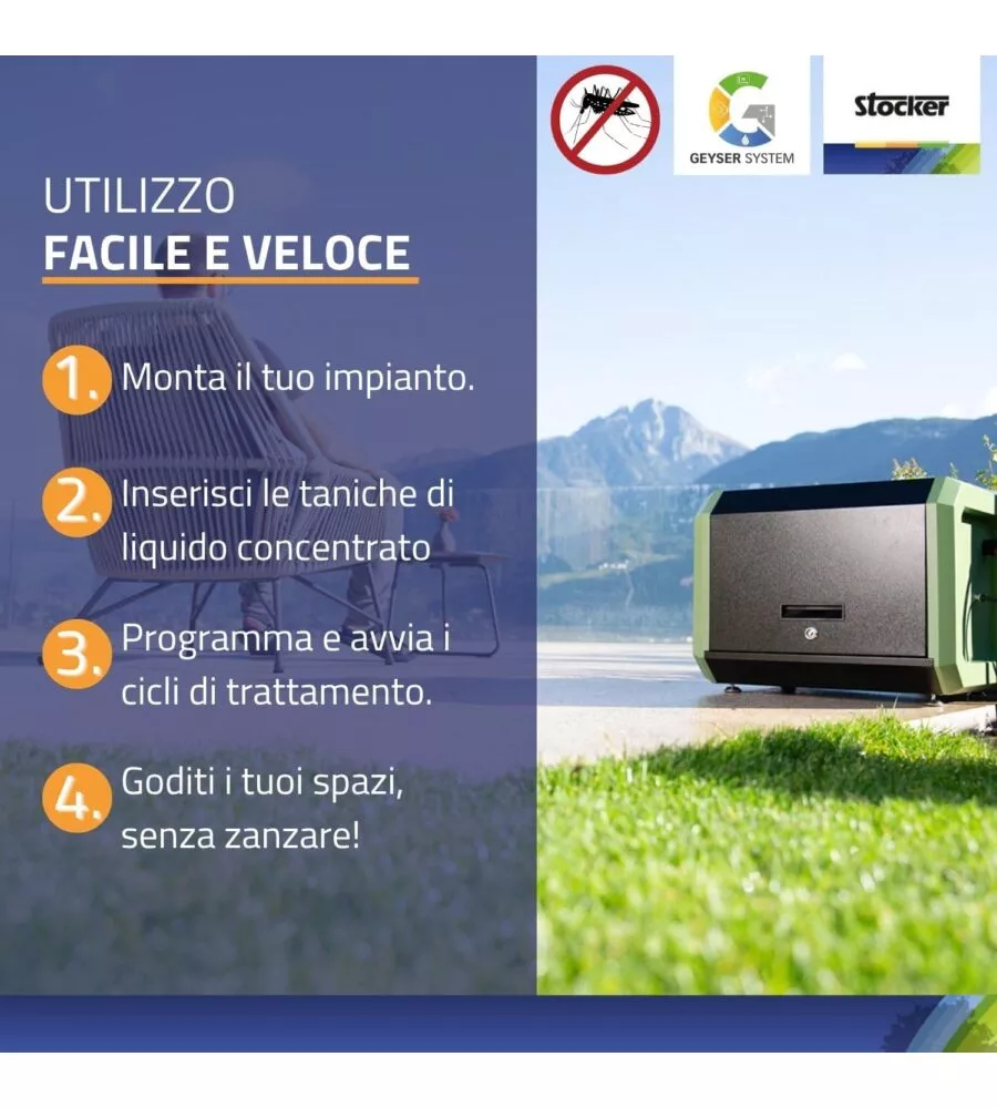 Kit nebulizzatore antizanzare Stocker geyser "Pro" 150 mt