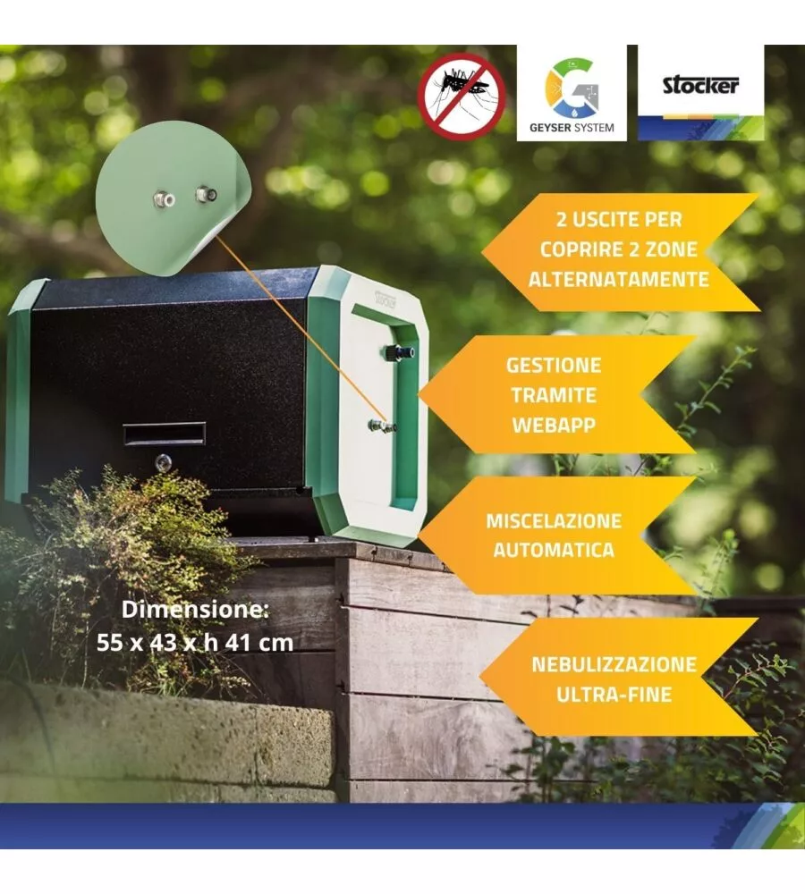 Kit nebulizzatore antizanzare Stocker geyser "Pro Dual" 240 mt