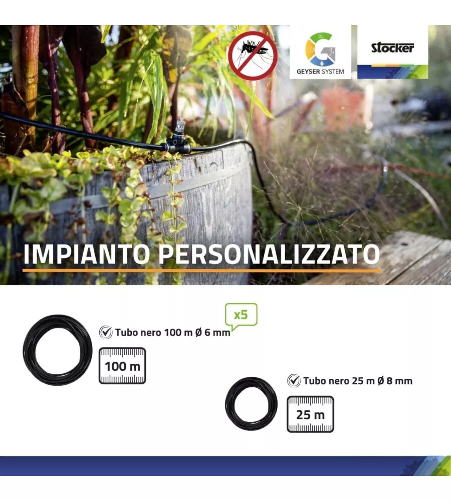 Kit nebulizzatore antizanzare Stocker geyser "Pro Dual" 240 mt
