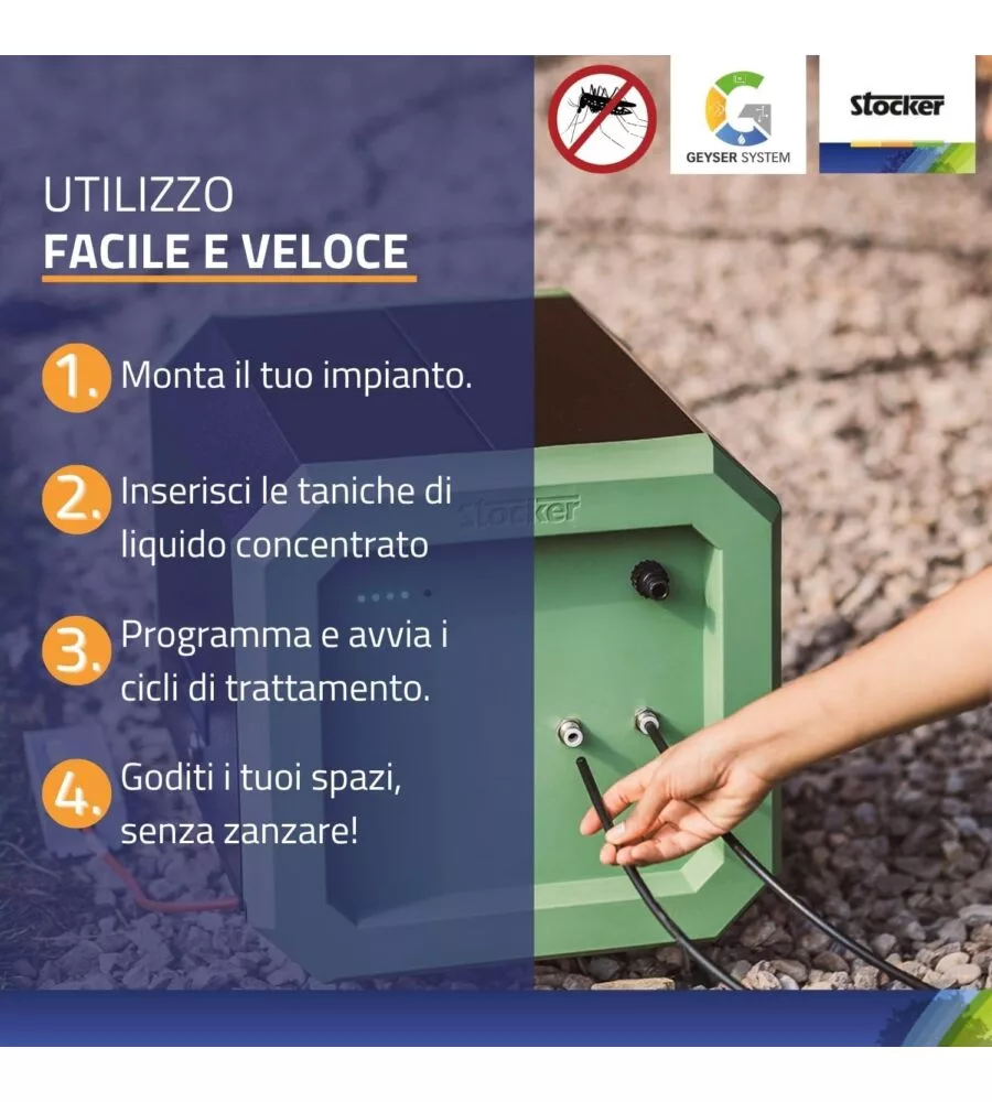 Kit nebulizzatore antizanzare Stocker geyser "Pro Dual" 240 mt