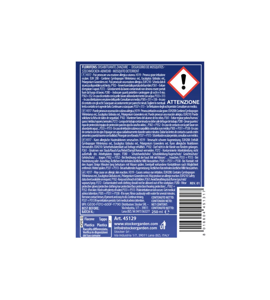 Repellente antizanzare disabituante Stocker "Florifens" 250 ml