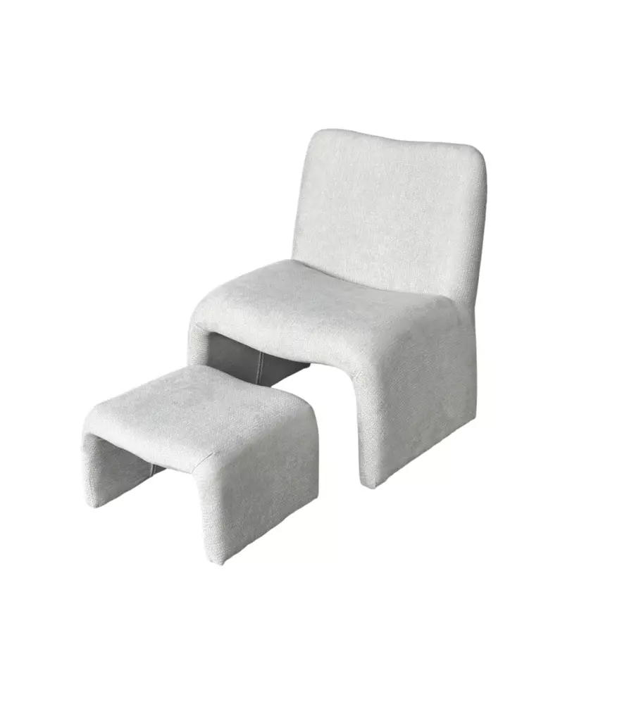 Poltrona con pouf coordinato Bellahome "Elsa" grigio chiaro