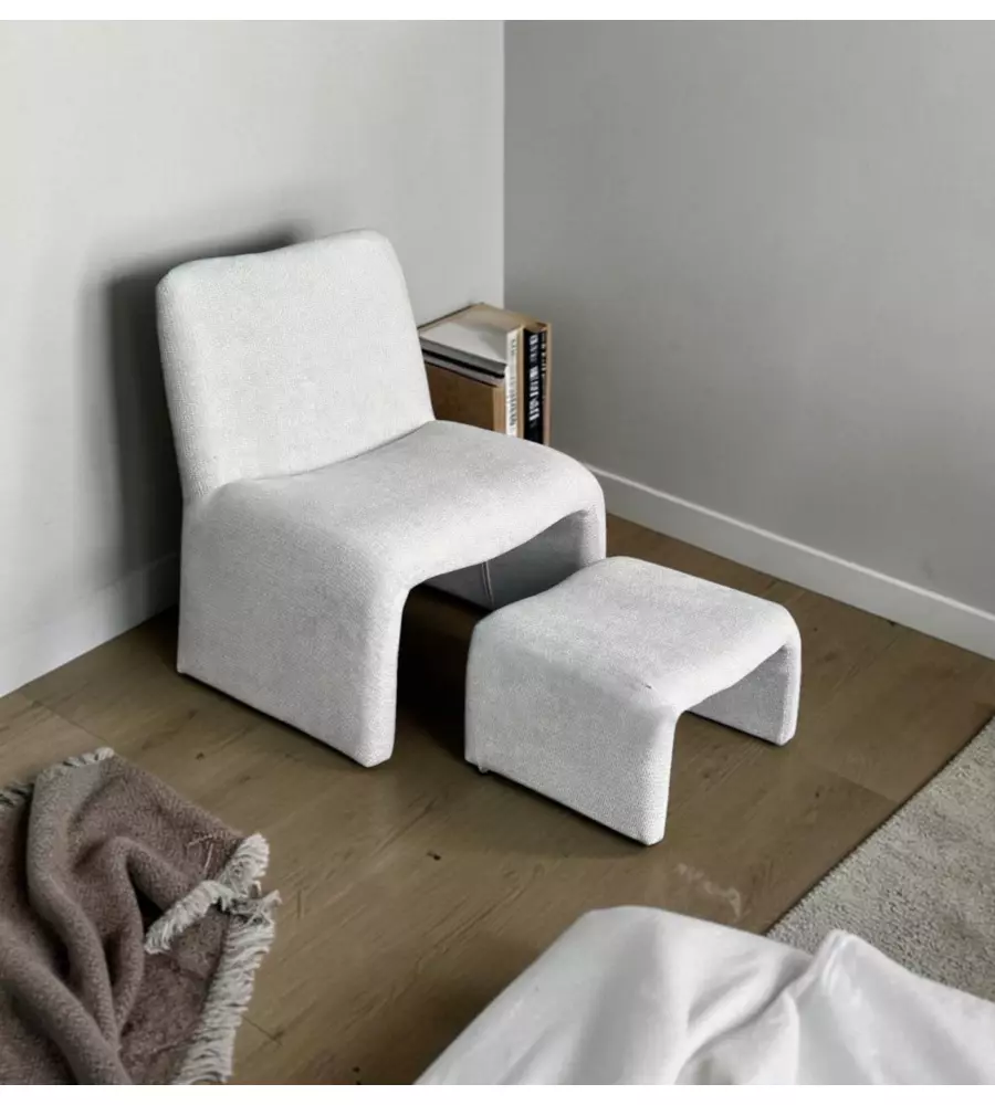 Poltrona con pouf coordinato Bellahome "Elsa" grigio chiaro