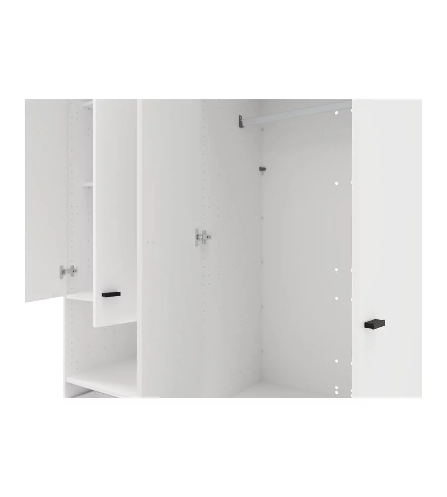 Armadio 4 ante battenti con specchio BellaHome "Carpi" bianco 155x52x207,5 cm