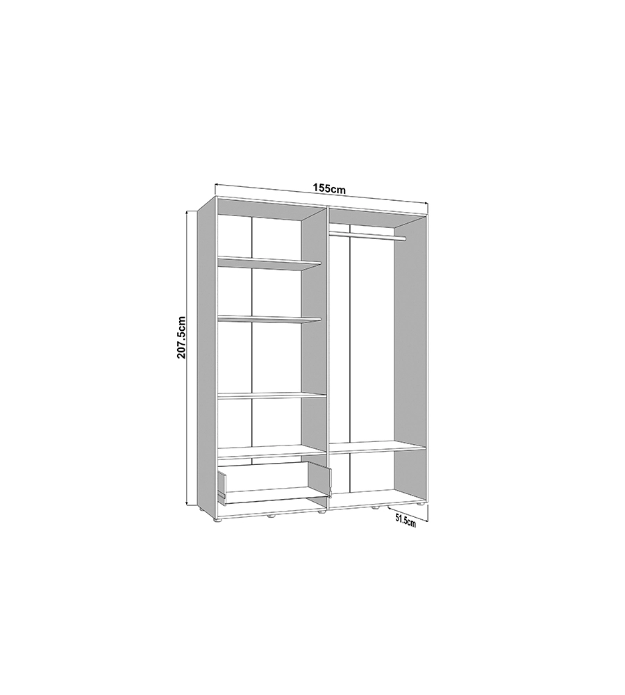 Armadio 4 ante battenti con specchio BellaHome "Carpi" bianco 155x52x207,5 cm