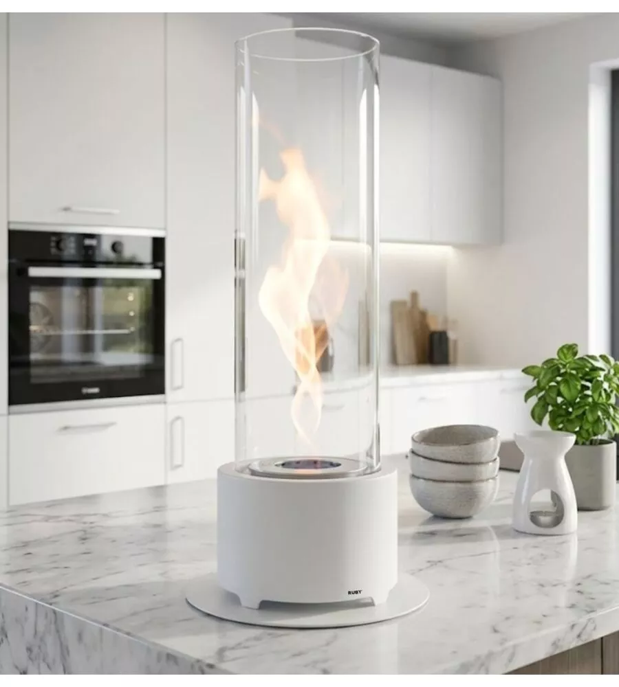 Biocamino da tavolo Tecno Air System "Ruby Boreale" bianco 26x49,1 cm
