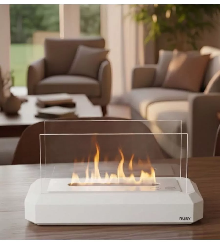 Biocamino da tavolo Tecno Air System "Ruby Auta" bianco 34,7x17,7x20,7 cm