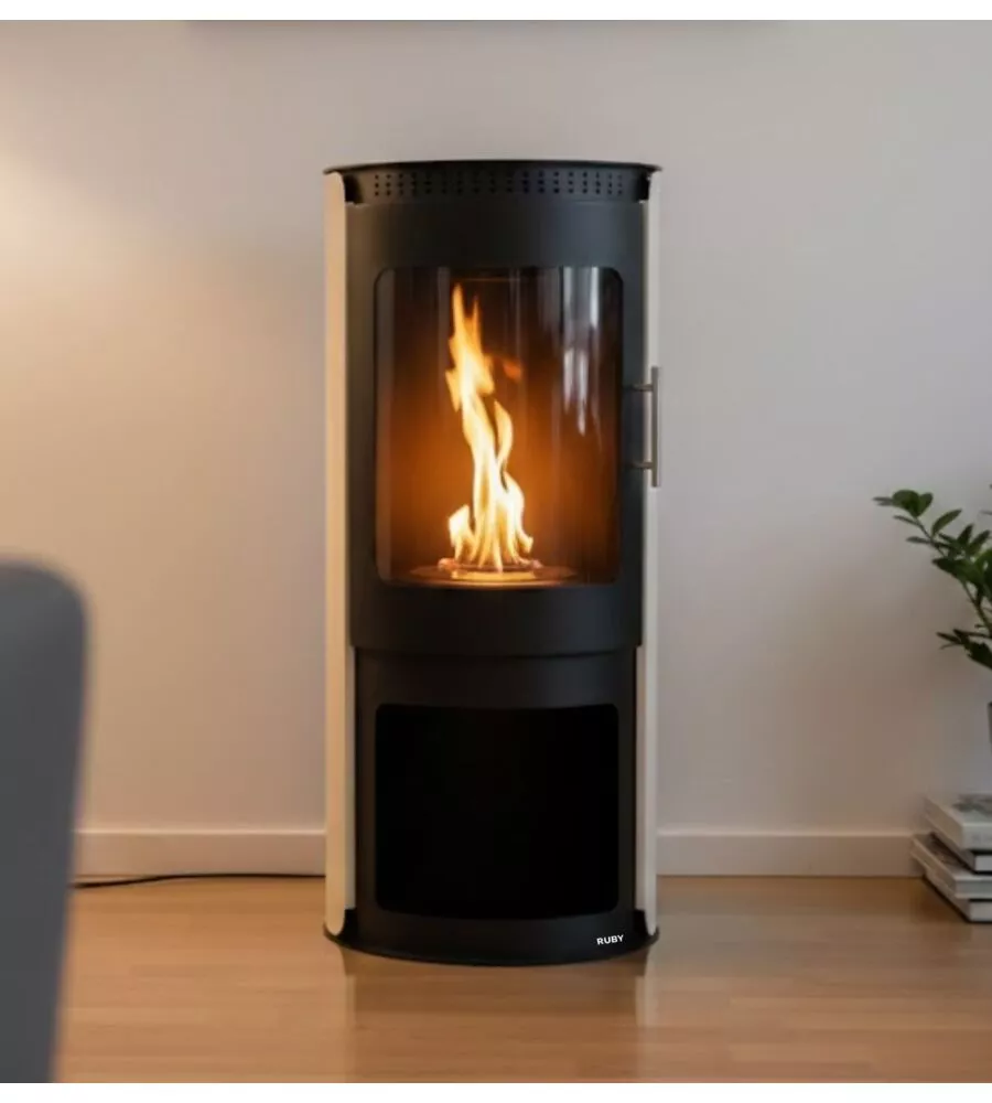 Biostufa Tecno Air System "Ruby Pelmo" bianco e nero 43x43x99 cm