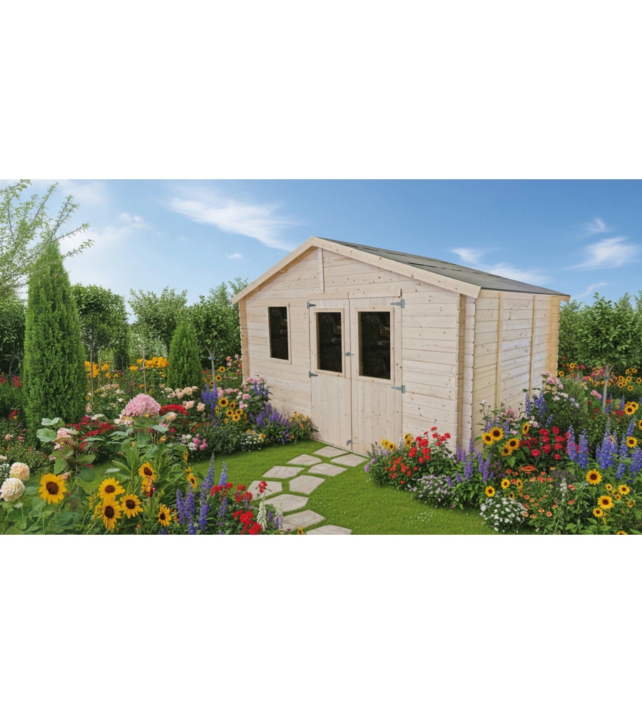 Casetta in legno da giardino Alce "Michelle" in abete 396x249x236 cm