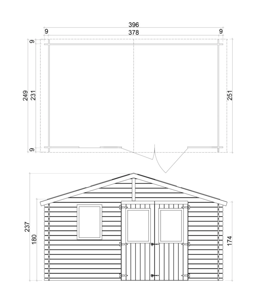 Casetta in legno da giardino Alce "Michelle" in abete 396x249x236 cm
