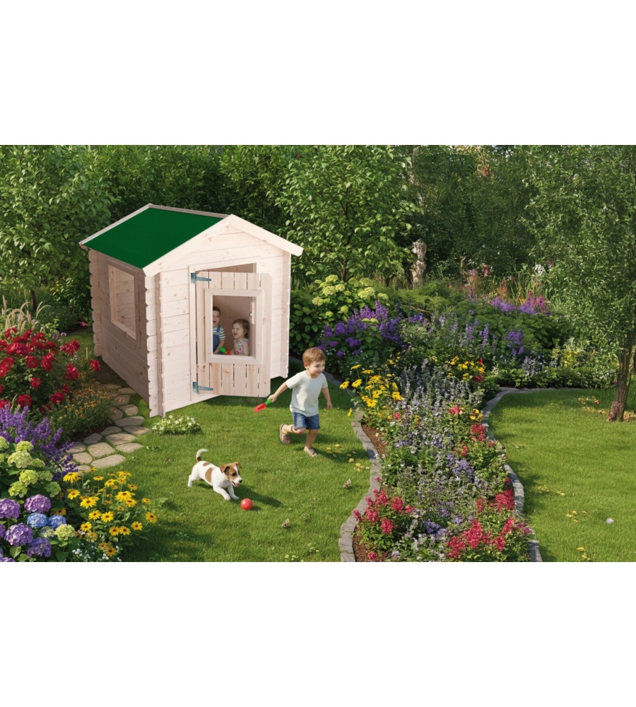 Casetta da giardino per bambini in legno Alce "Snoopy" in abete 98x98x112 cm