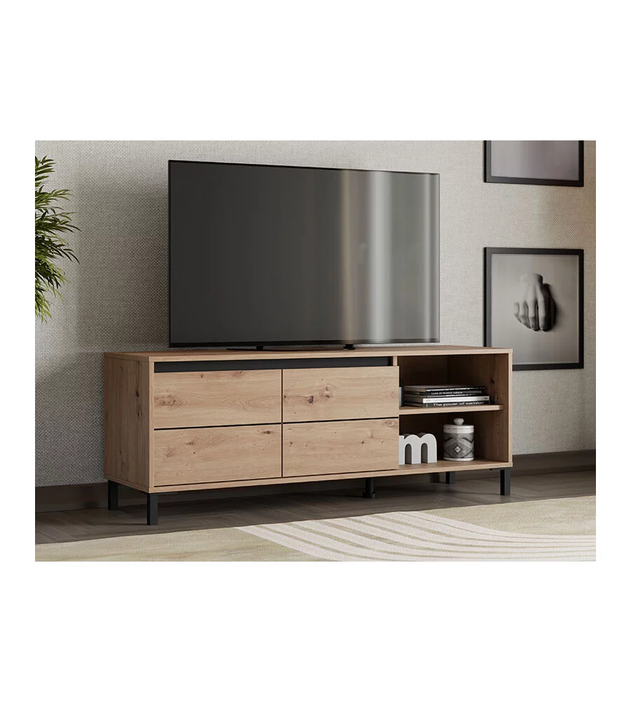 Mobile soggiorno porta tv 2 ante BellaHome "Grosseto" quercia 138x40x52 cm
