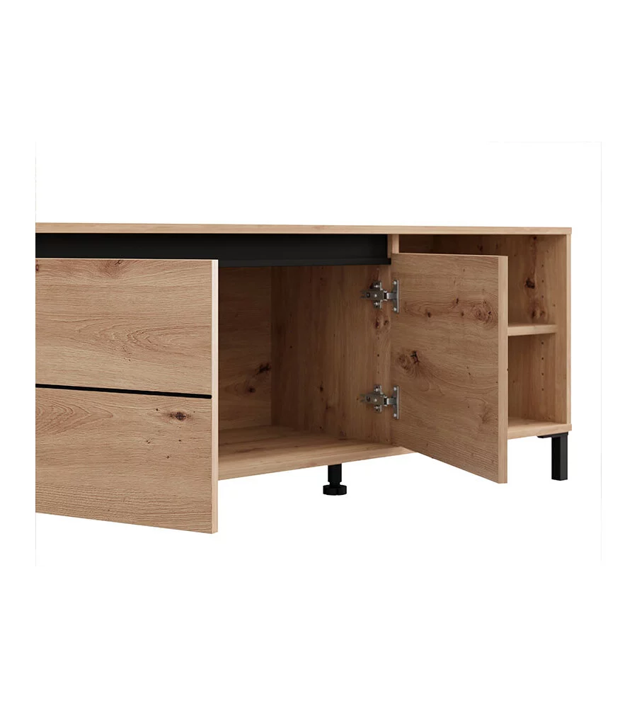 Mobile soggiorno porta tv 2 ante BellaHome "Grosseto" quercia 138x40x52 cm