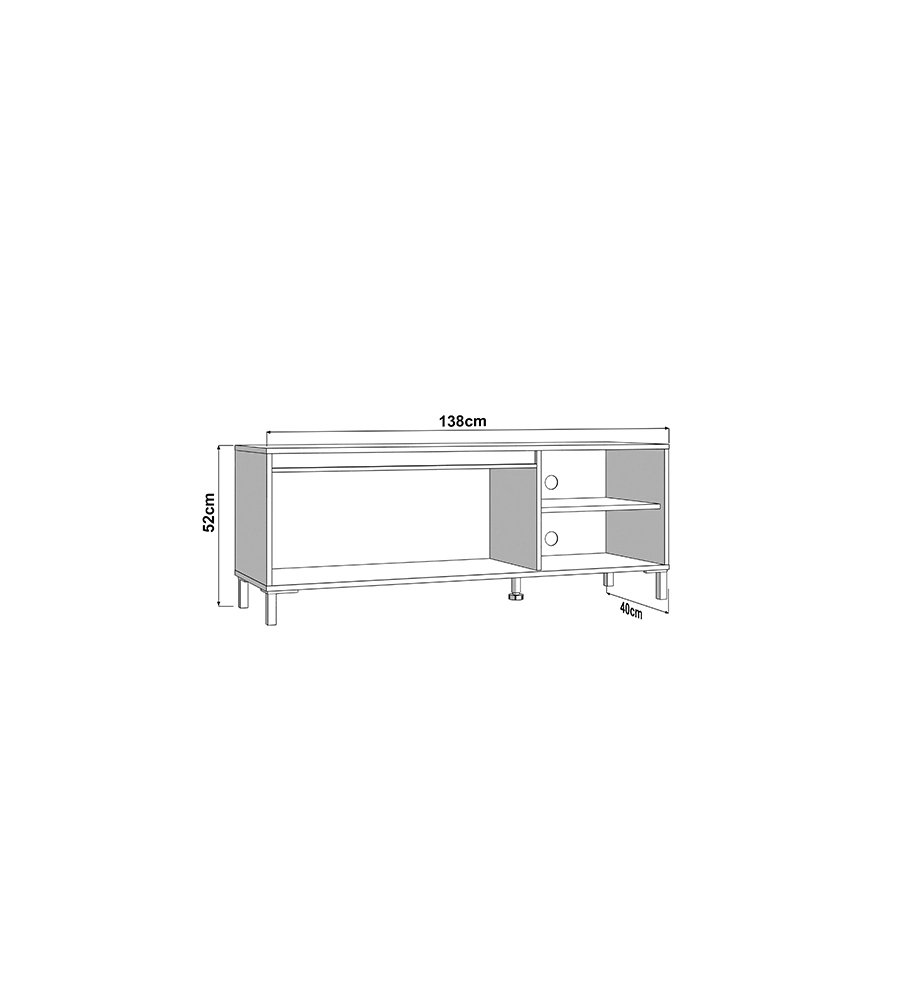 Mobile soggiorno porta tv 2 ante BellaHome "Grosseto" quercia 138x40x52 cm