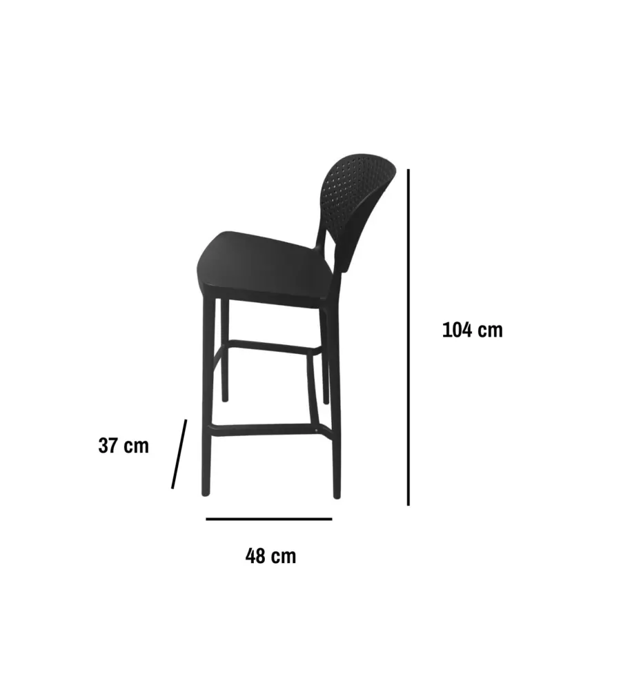 Sgabello da cucina BellaHome "Sevilla" nero 37x48x75x104 cm