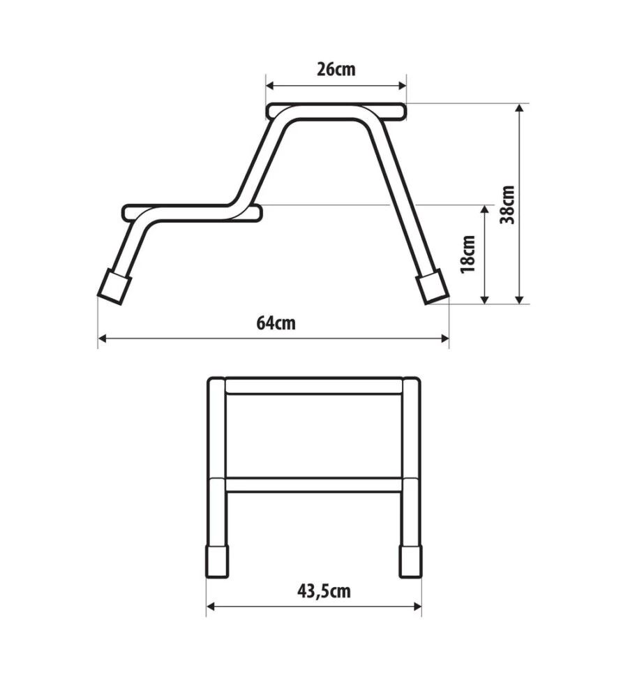 Scaletta doppia per caravan in acciaio Lampa portata 150 kg - cod. 40707