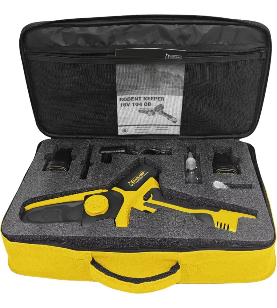 Potatore a catena a batteria Garland "Rodent Keeper" barra 10cm con 2 batterie 16V 2,5Ah