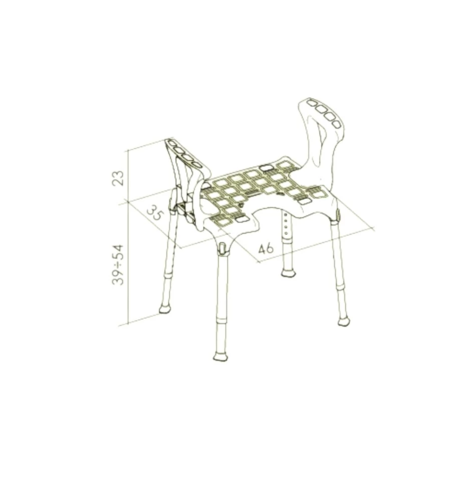 Sedile regolabile K Design da doccia con braccioli bianco 46x35x39\54 cm