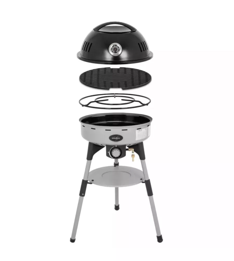 Barbecue a gas portatile Brunner "Devil BBQruiser HT Roundgrid 50" con griglia rotonda 50 mbar 62x59 cm