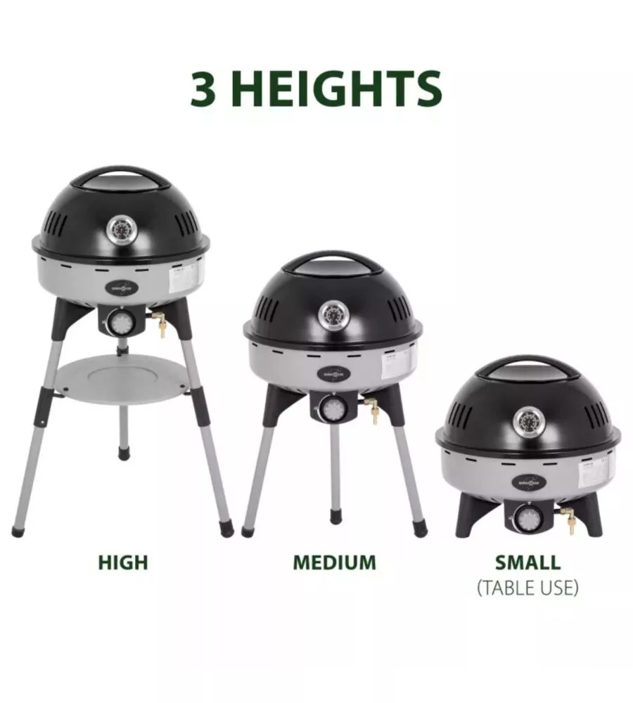 Barbecue a gas portatile Brunner "Devil BBQruiser HT Roundgrid 50" con griglia rotonda 50 mbar 62x59 cm