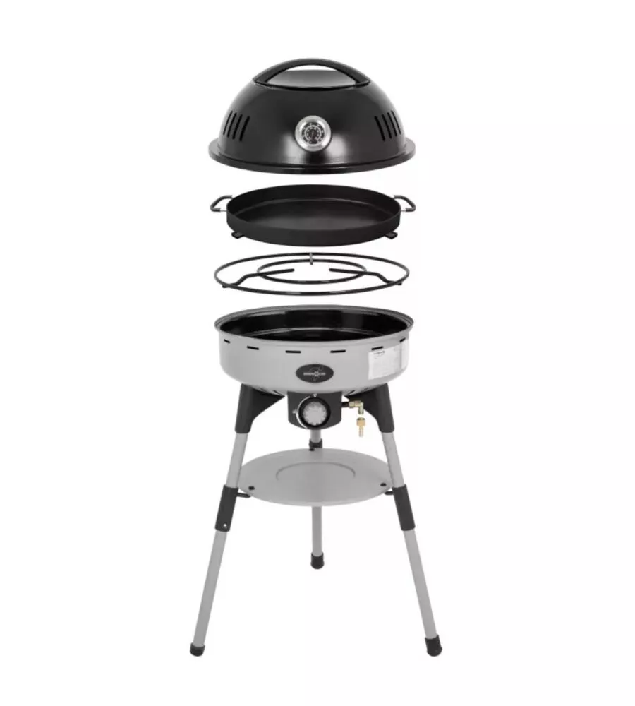 Barbecue a gas portatile Brunner "Devil BBQruiser HT Roundpan 50" con padella rotonda 50 mbar 62x59 cm