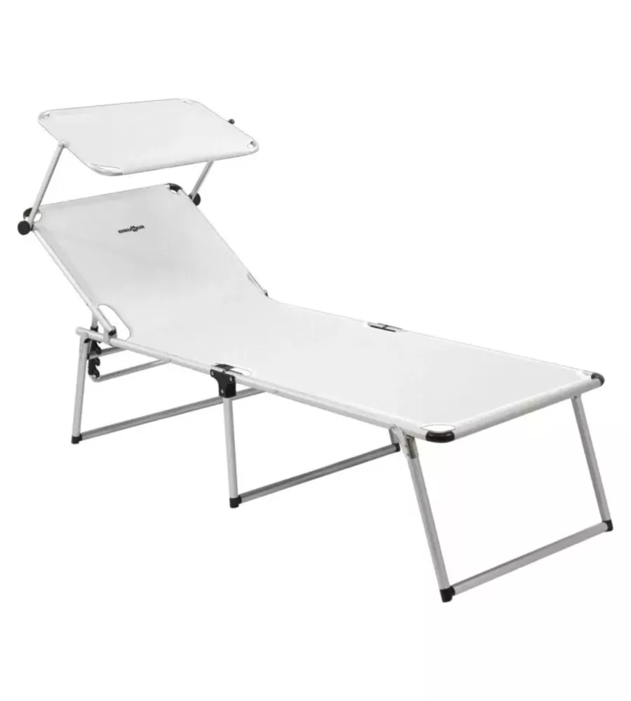 Lettino prendisole reclinabile con tettuccio Brunner "Malibù High" bianco 195,5x62x48 cm