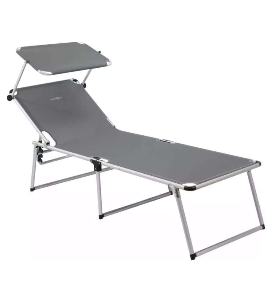 Lettino prendisole reclinabile con tettuccio Brunner "Malibù High" grigio 195,5x62x48 cm