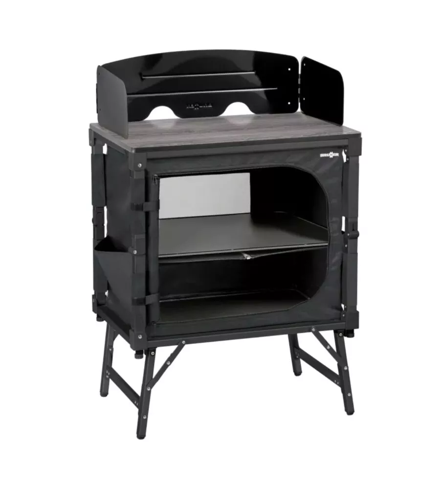 Cucina da campeggio pieghevole Brunner "Elutop compack cube" nero 1 scomparto 65x45x81 cm