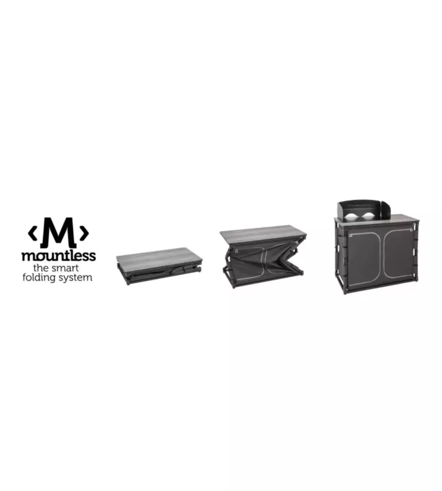 Cucina da campeggio pieghevole Brunner "Elutop Compack Dayli CT" nero 2 scomparti 100x49x82 cm