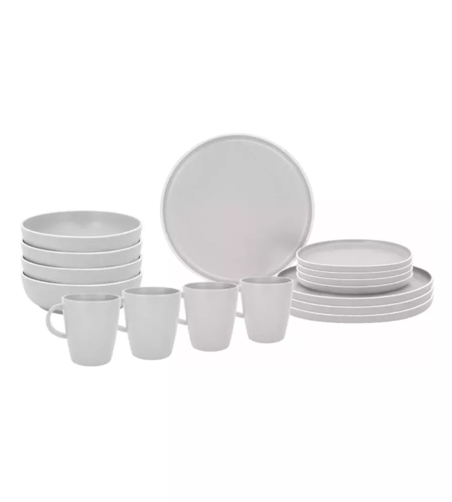 Set 16 stoviglie da campeggio Brunner "Lunch Box Dolomit" in melamina bianco