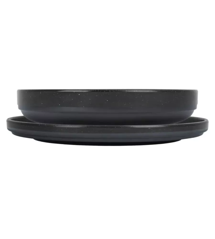 Set 16 stoviglie da campeggio Brunner "Lunch box Odette Double Black" in melamina nero
