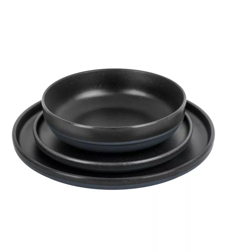 Set 12 stoviglie da campeggio Brunner "Midday Odette Double Black" in melamina nero