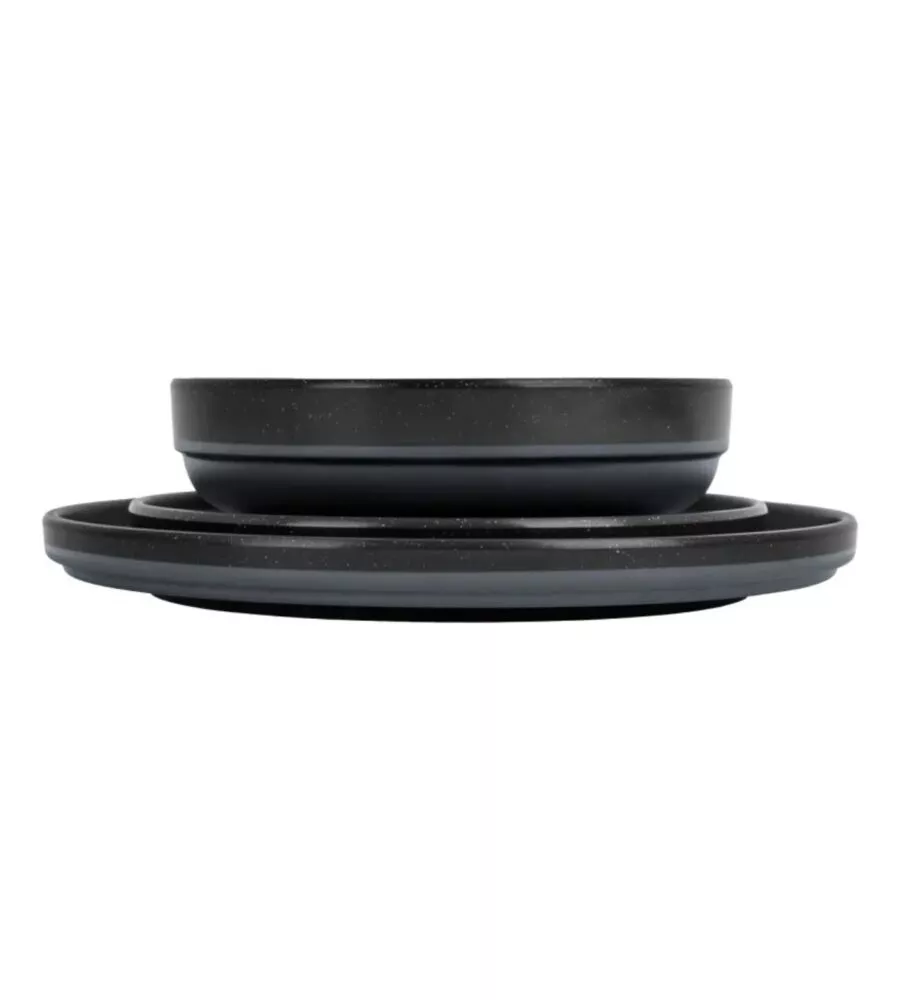 Set 12 stoviglie da campeggio Brunner "Midday Odette Double Black" in melamina nero