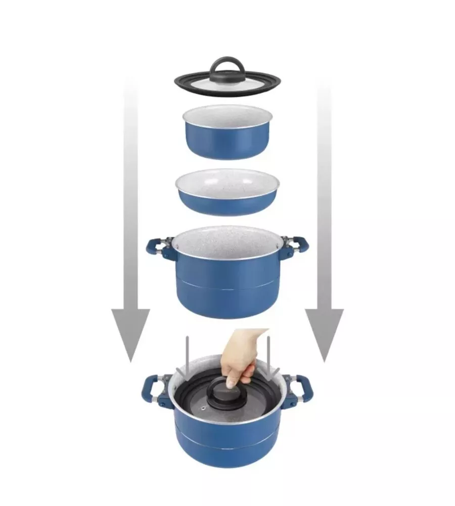 Set pentole da campeggio Brunner "Carezza Magnet" in alluminio blu 20 cm