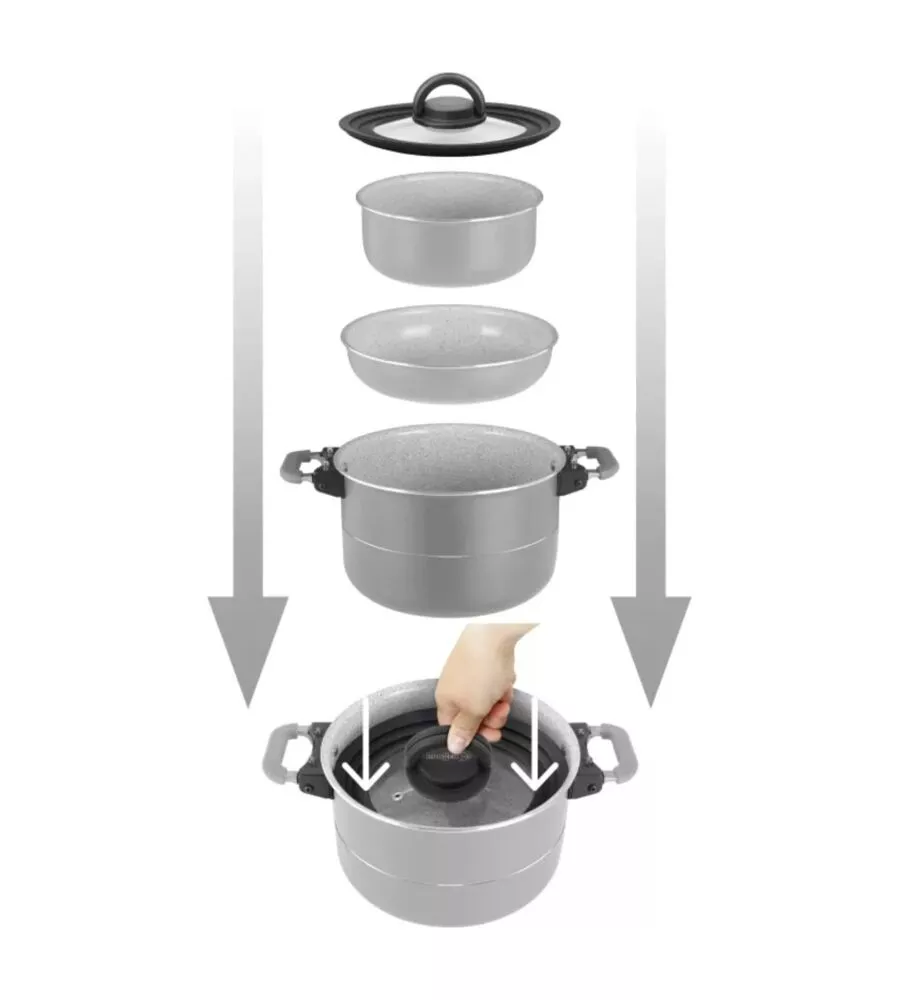 Set pentole da campeggio Brunner "Fusion 7+1" in alluminio 20 cm