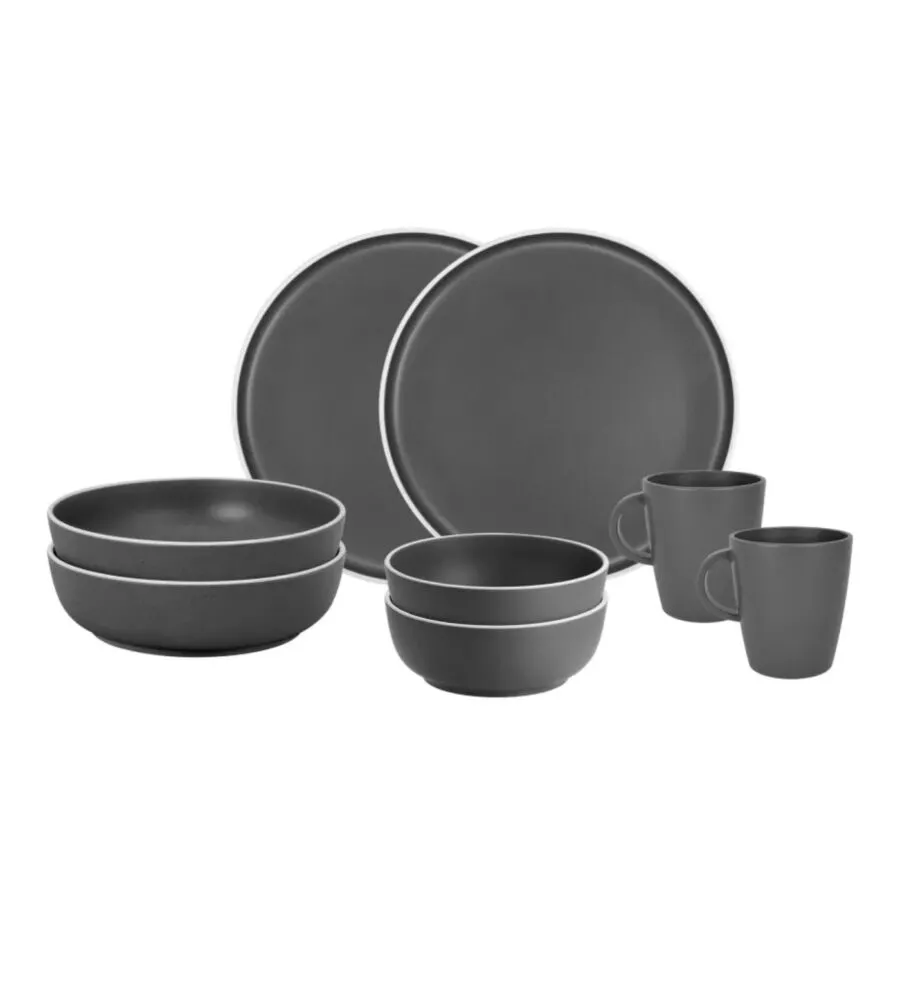 Set 8 stoviglie da campeggio Brunner "Dolomit" in melamina grigio