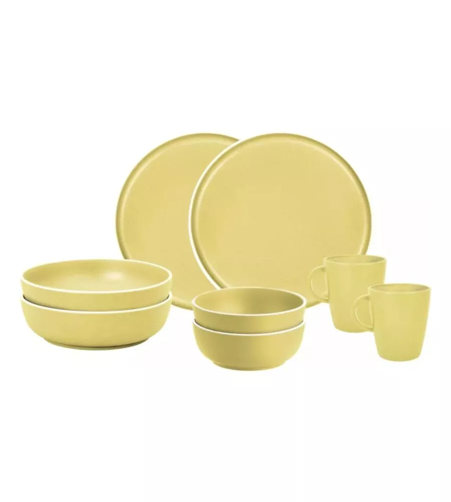 Set 8 stoviglie da campeggio Brunner "Dolomit" in melamina giallo