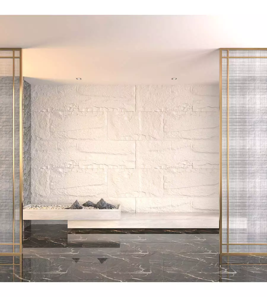 Rivestimento murale fonoisolante Divina Home effetto pietra bianco leccese 60x3x120 cm 10 pezzi