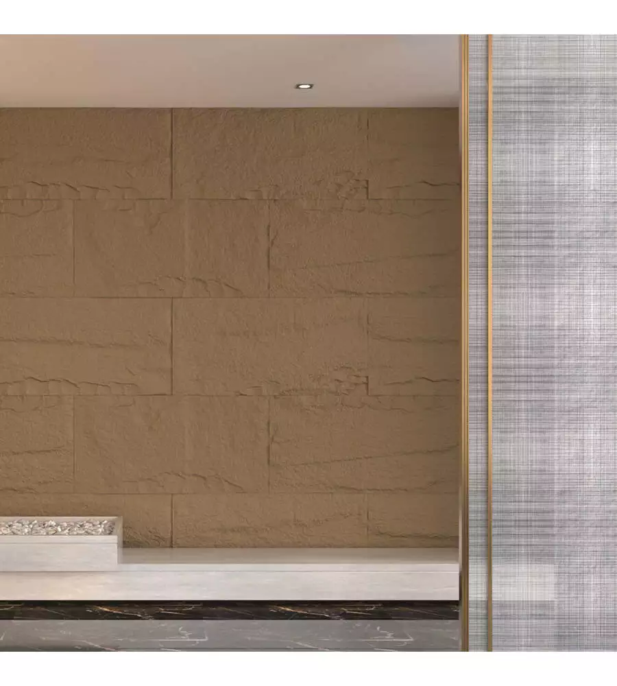 Rivestimento murale fonoisolante Divina Home effetto pietra tufo 60x3x120 cm