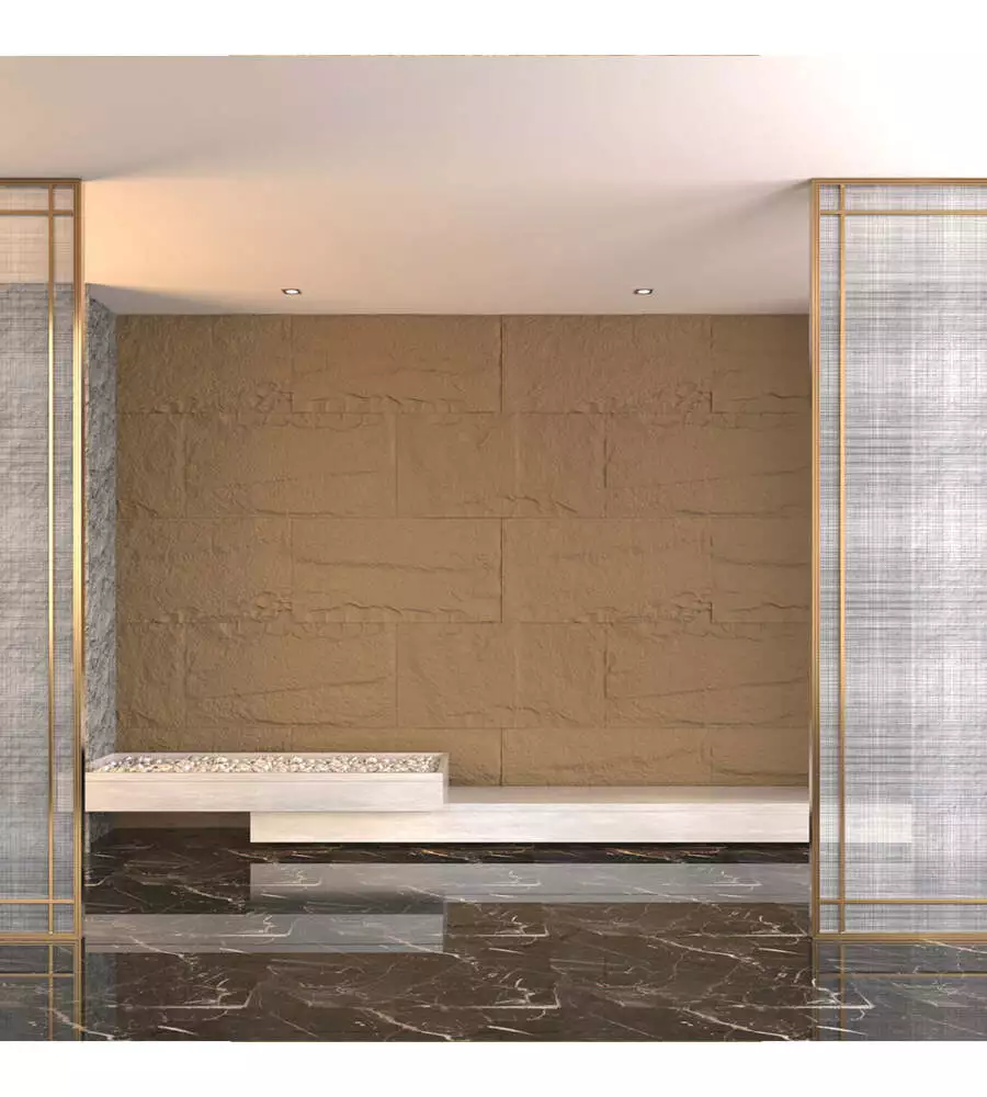 Rivestimento murale fonoisolante Divina Home effetto pietra tufo 60x3x120 cm
