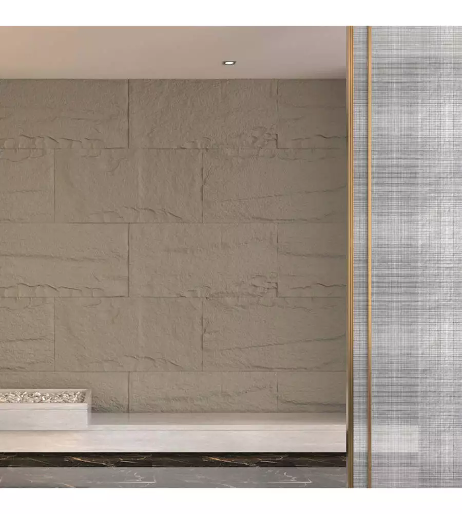 Rivestimento murale fonoisolante Divina Home effetto pietra grigio cemento 60x3x120 cm