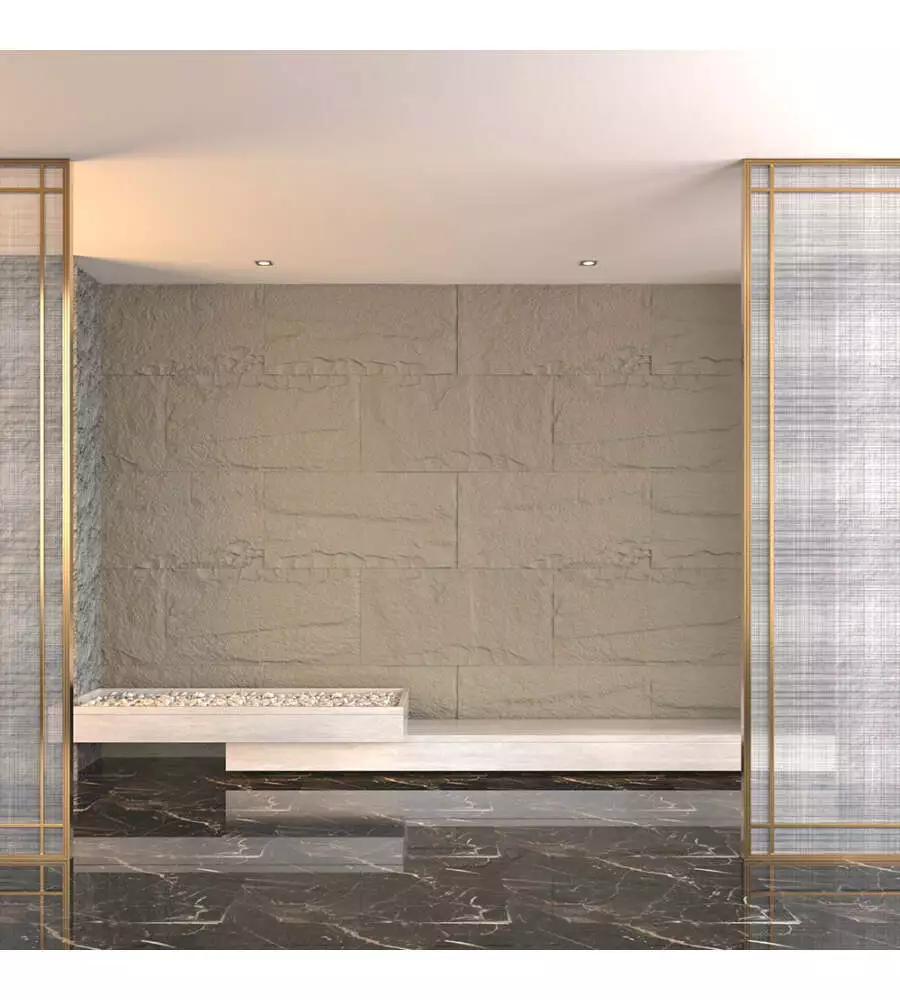 Rivestimento murale fonoisolante Divina Home effetto pietra grigio cemento 60x3x120 cm