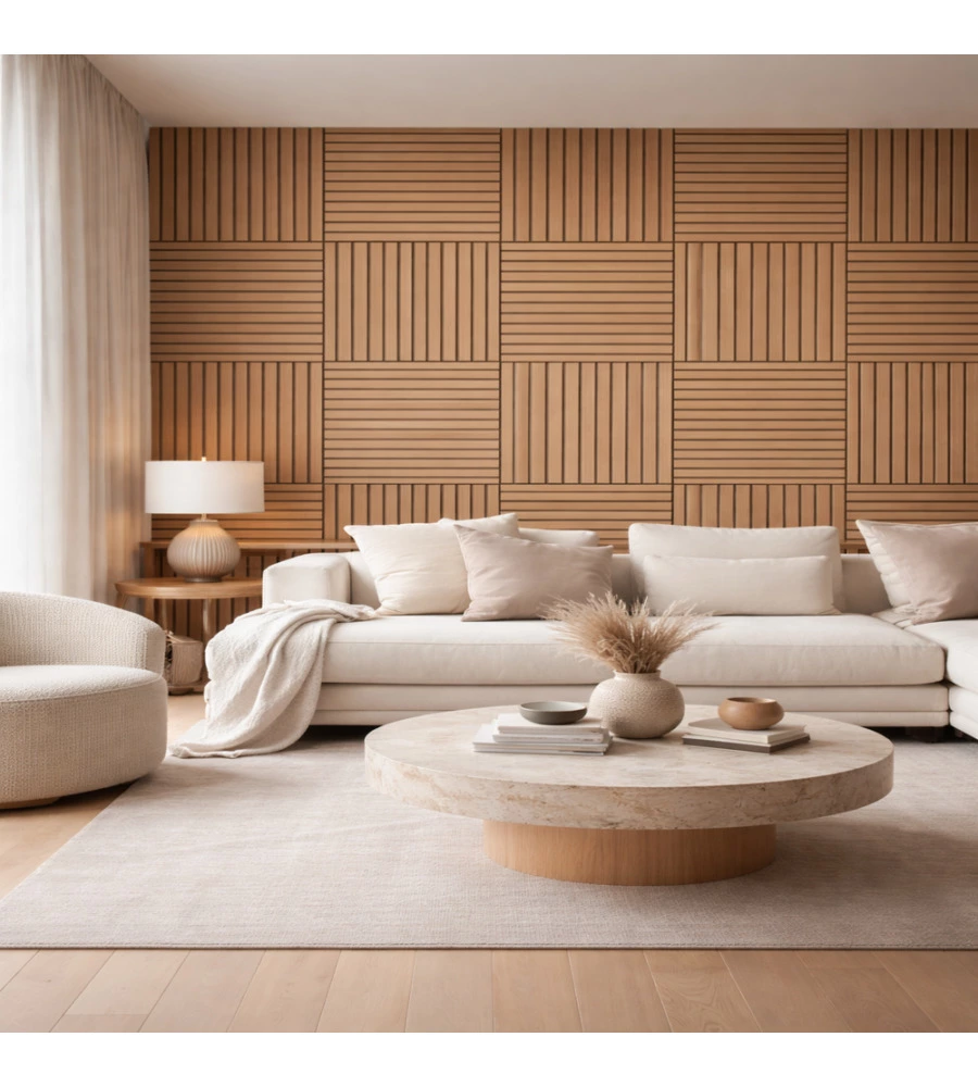 Rivestimento murale fonoassorbente Divina Home effetto legno rovere 60x1,3x60 cm 12 pezzi
