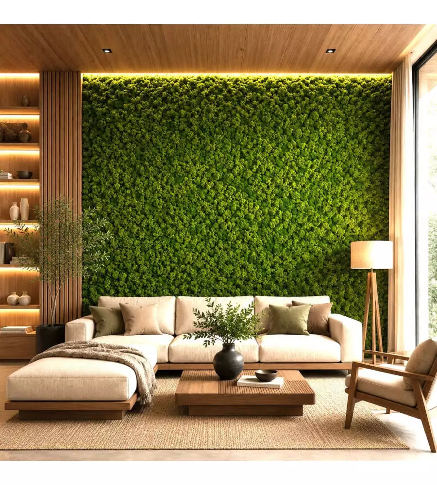 Rivestimento murale fonoassorbente Divina Home in muschio sintetico verde 60x2,1x60 cm 2 pezzi