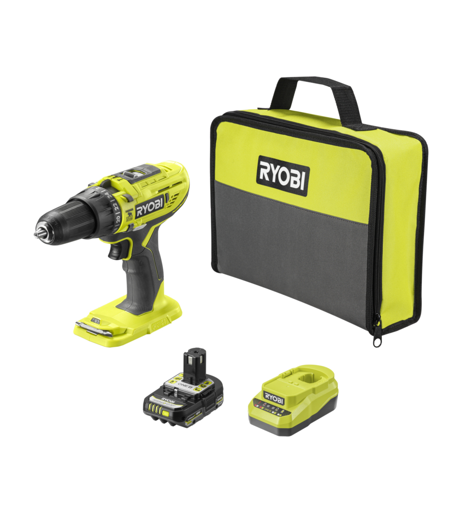 Kit valigetta trapano avvitatore a percussione a batteria Ryobi "R18PD32-1C20S" 2 batterie 2Ah 18V