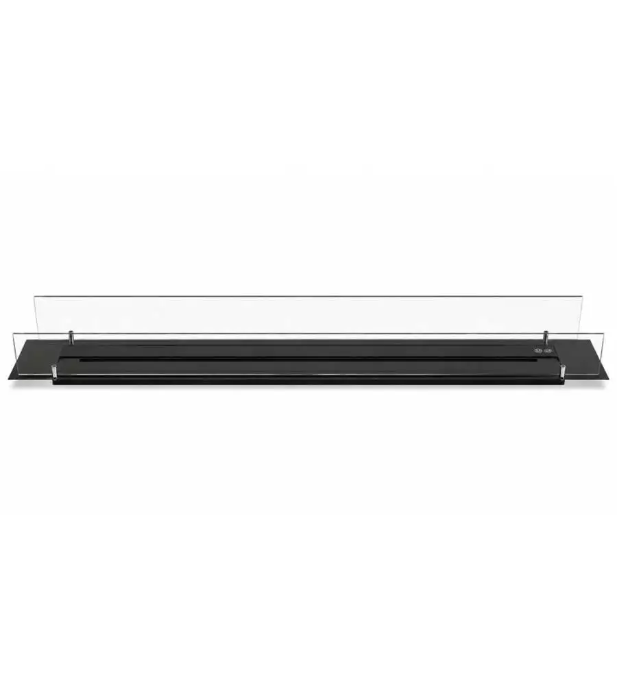 Bruciatore per camino bioetanolo Divina Fire in acciaio inox e vetro nero 120x25x21 cm